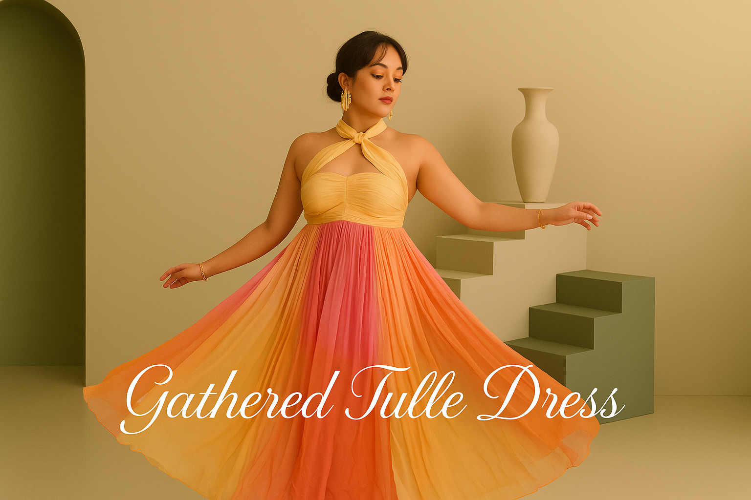 Gathered Tulle Dress – Radiating Sunshine Elegance