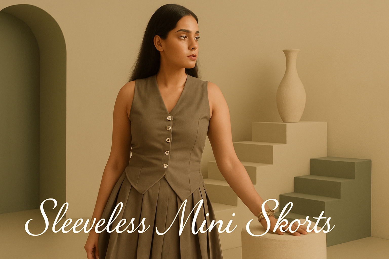 Tailored with Ease: Meet the Green Sleeveless Mini-Shorts Co‑ord