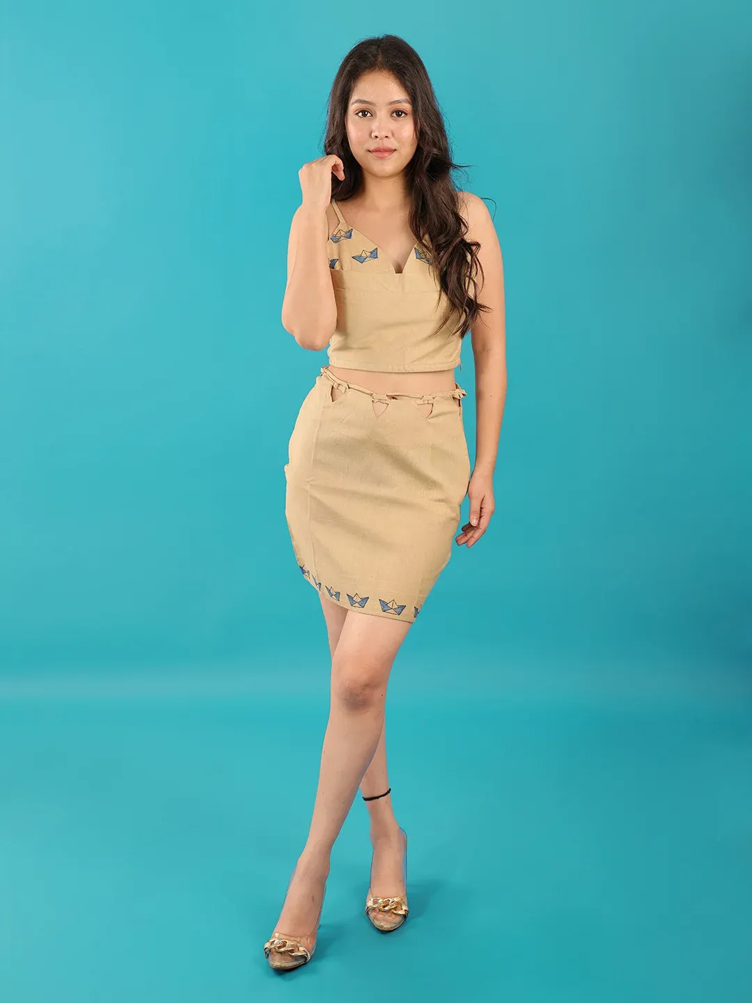 Beige Memories Alot Skirt & Top Co-Ords