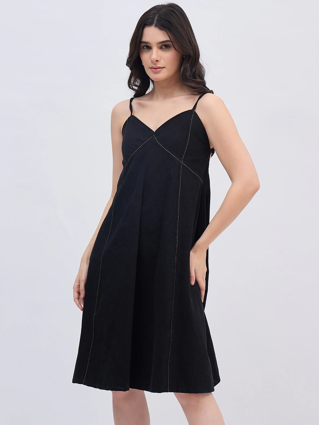 Black Midi Denim Dress