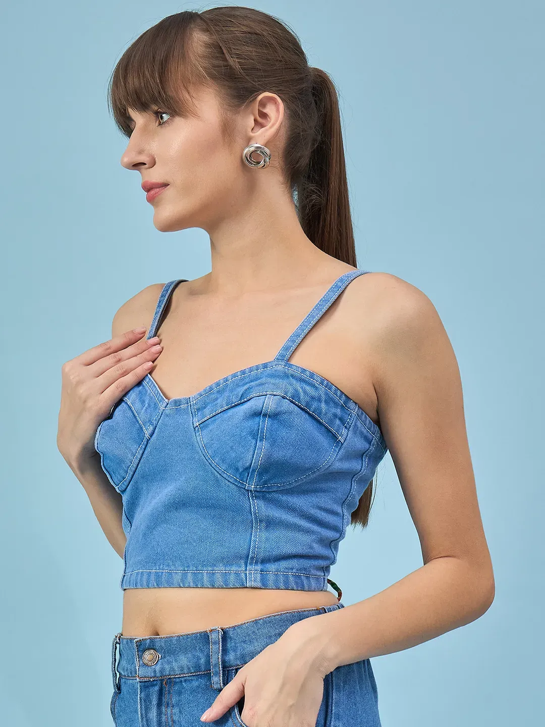 Blue Denim Corset Top & Skirt