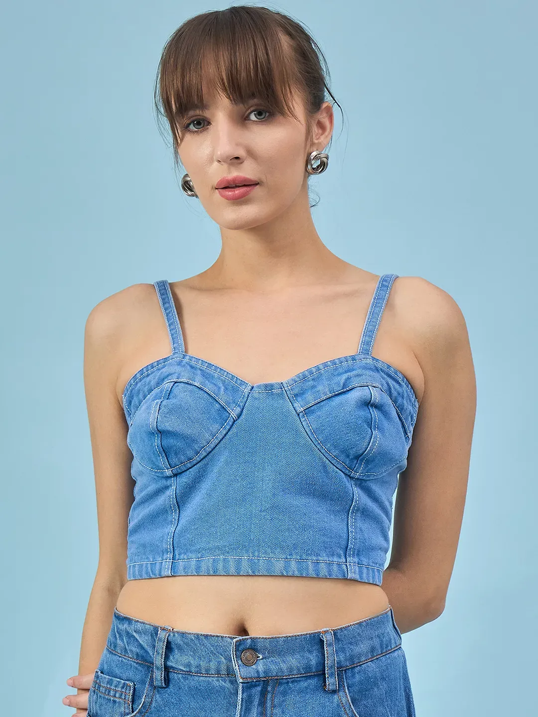 Blue Denim Corset Top & Skirt