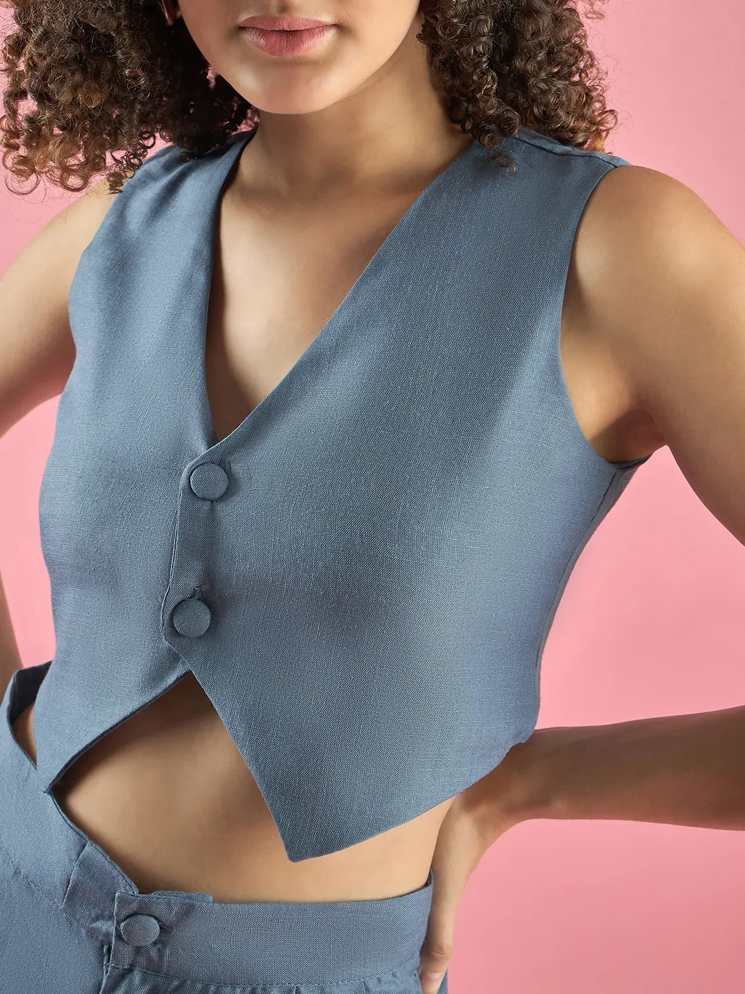 Blue Double Buttoned Co-Ord Set