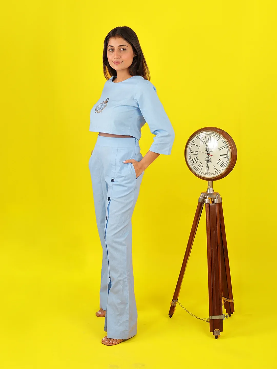 Blue Timeless Ticking Co-Ords Set