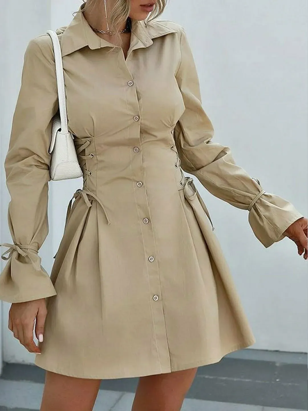 Khaki Mini Blazer Dress