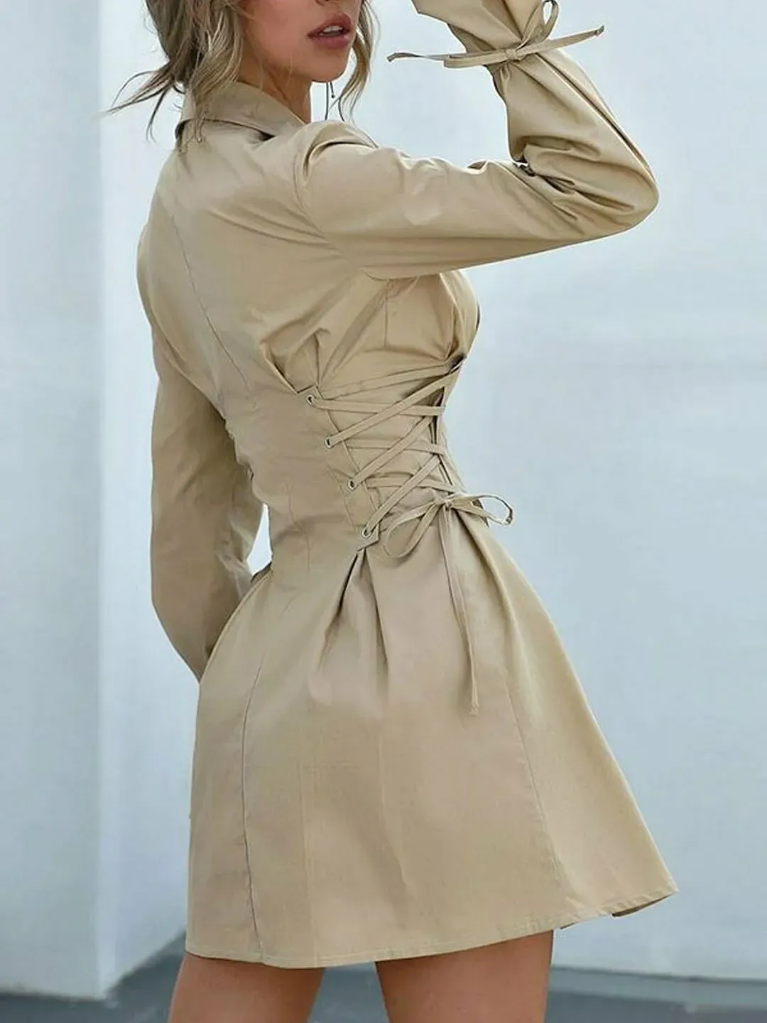 Khaki Mini Blazer Dress