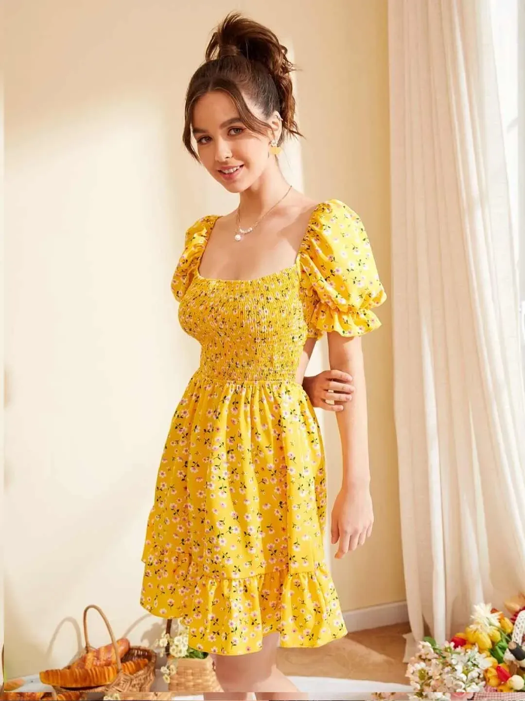 Printed Yellow Dress