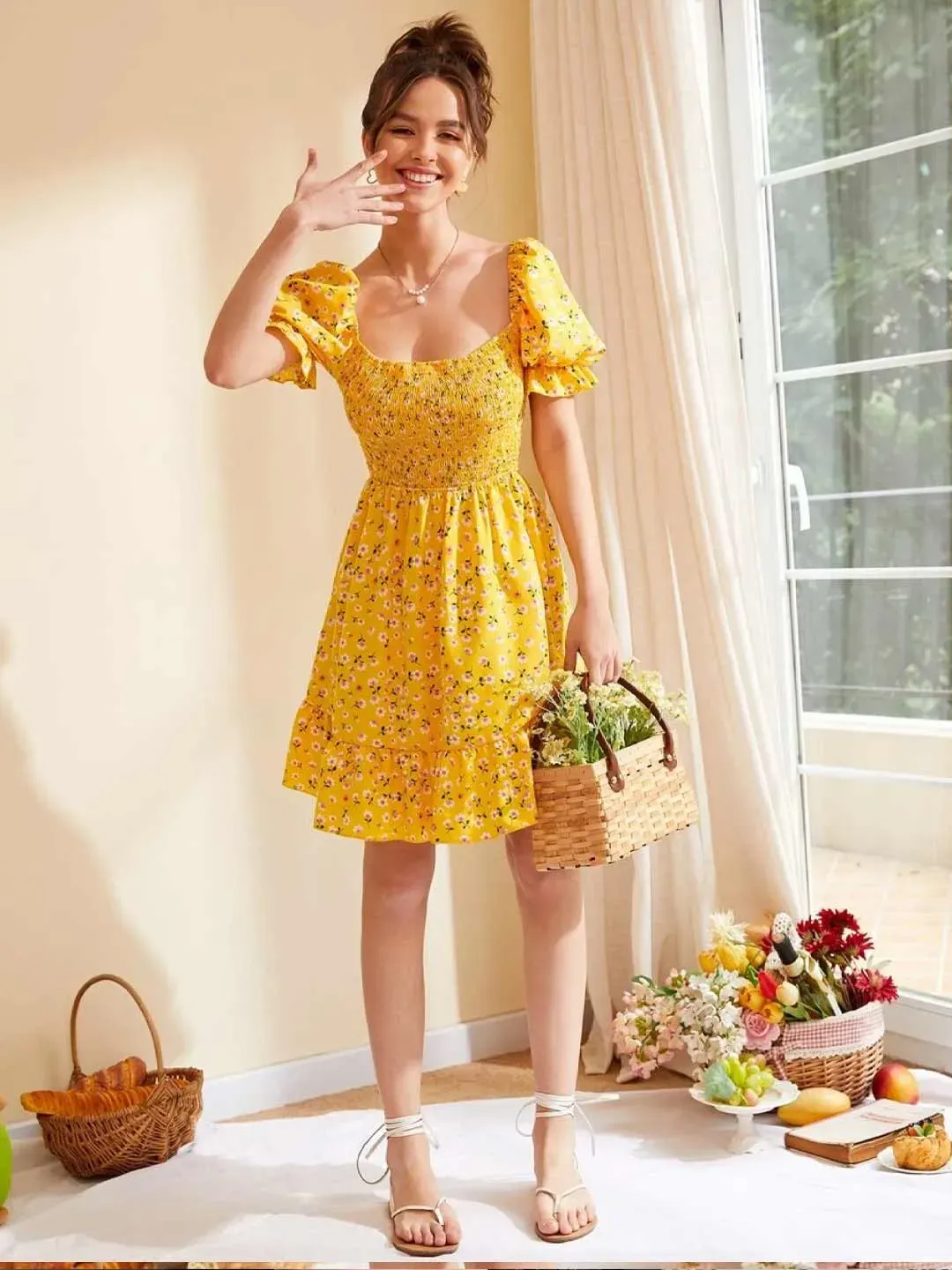 Printed Yellow Dress