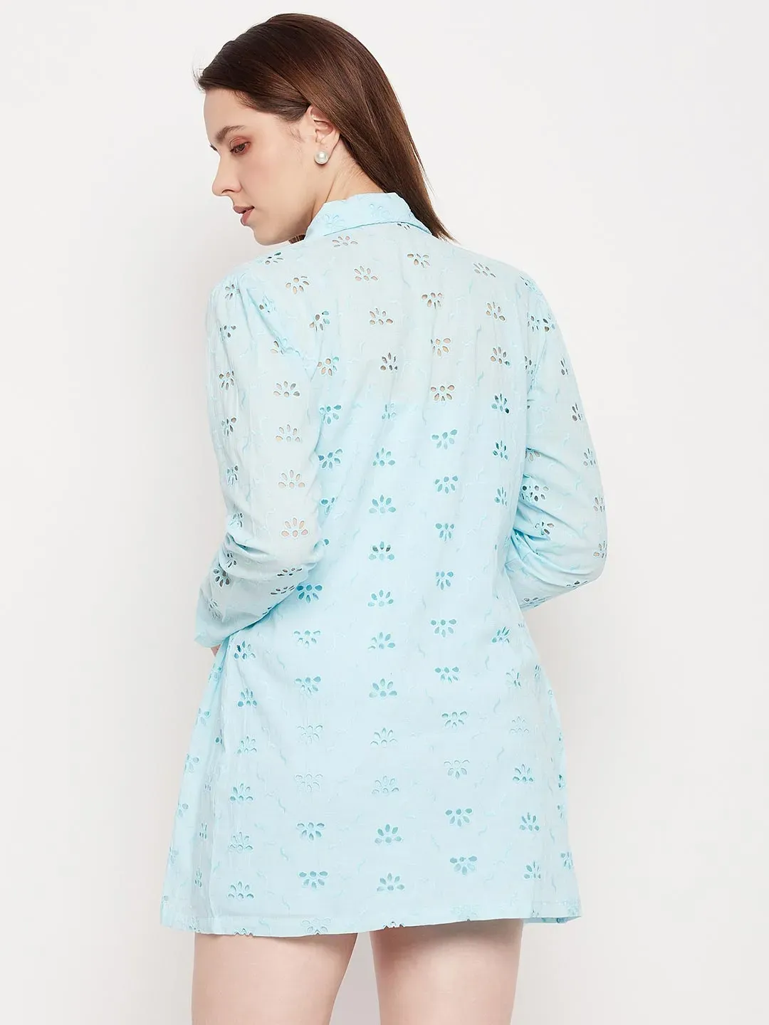 Schiffli Blue Co Ord Set