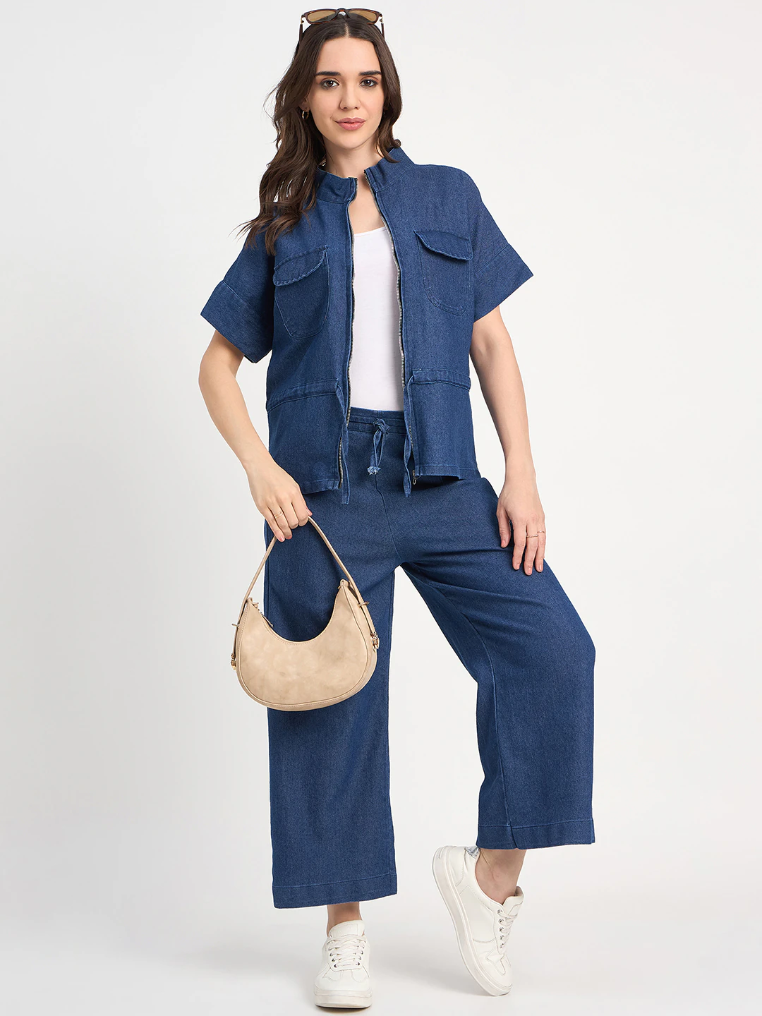 Dark Blue Denim Chain Co ord set