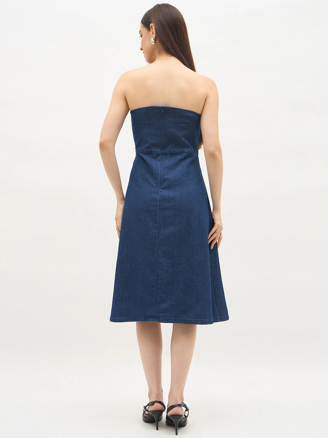 Dark Blue Tube Denim Dress