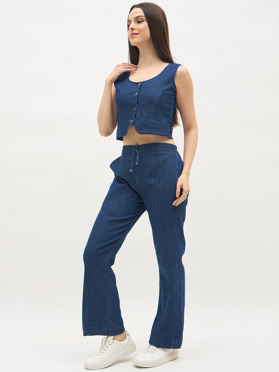 Dark Blue Denim waistcot co-ords set