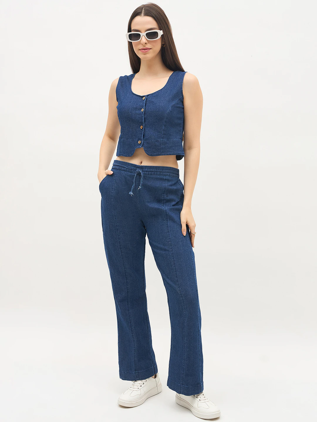 Dark Blue Denim waistcot co-ords set