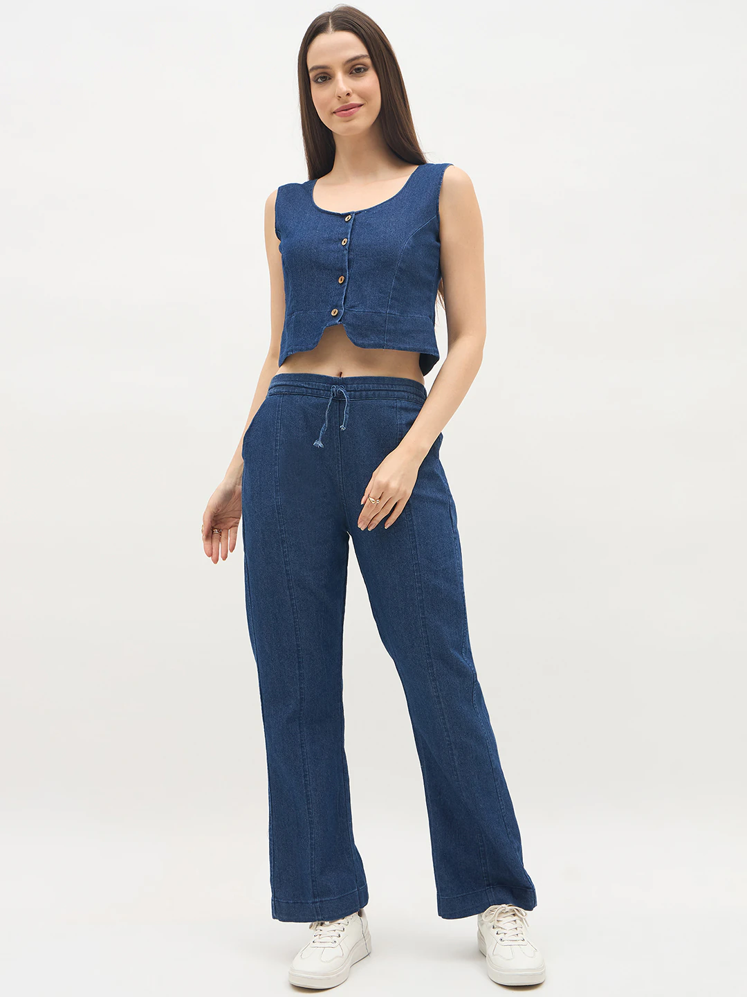 Dark Blue Denim waistcot co-ords set
