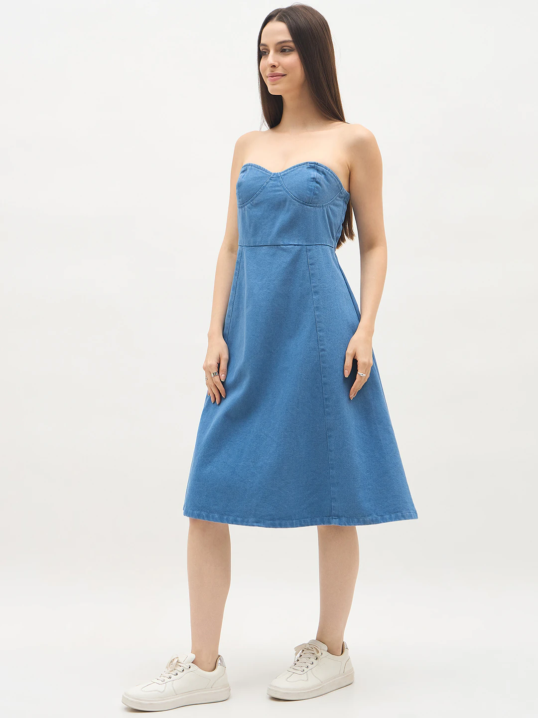 Light Blue Tube Denim Dress