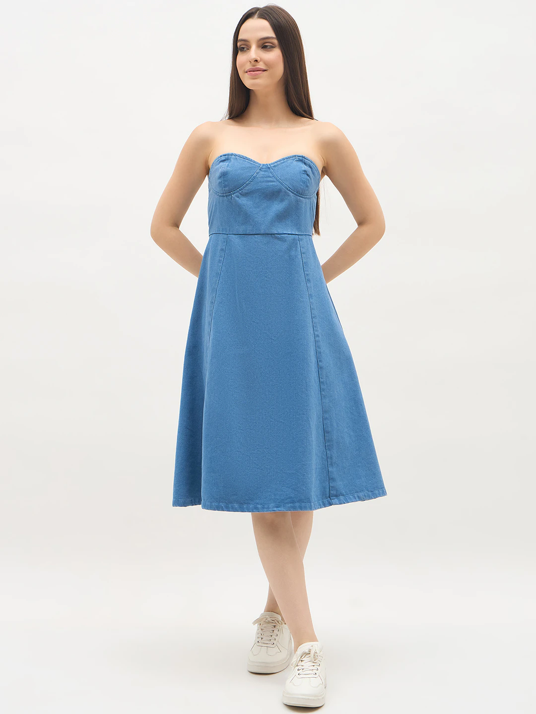 Light Blue Tube Denim Dress