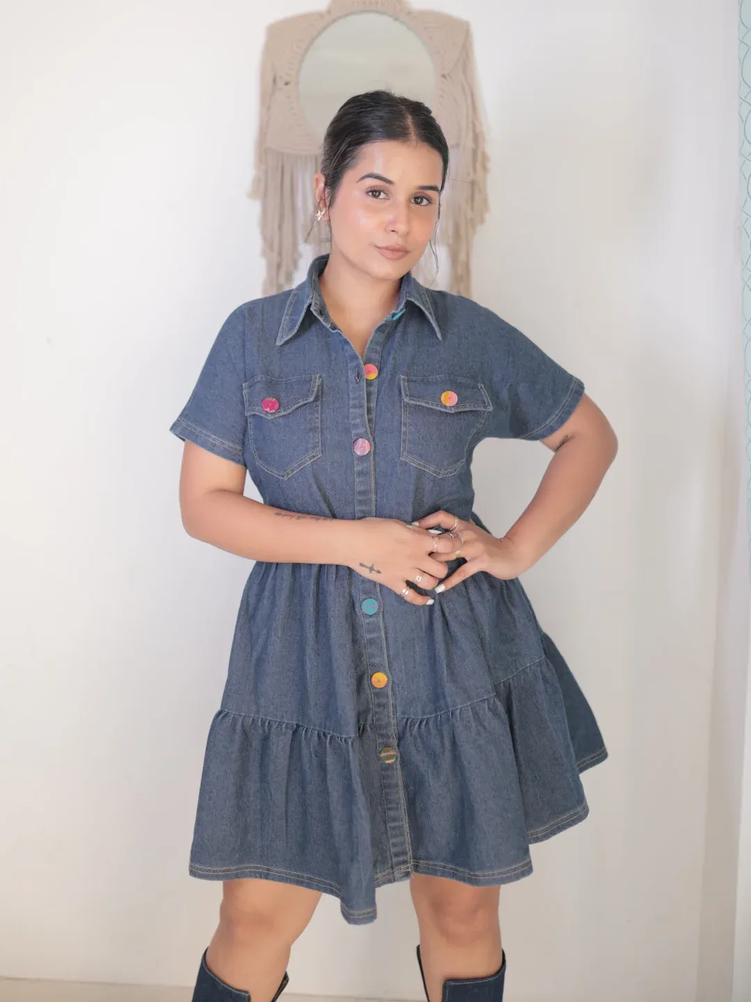 Midnight Layers Denim Blue Dress