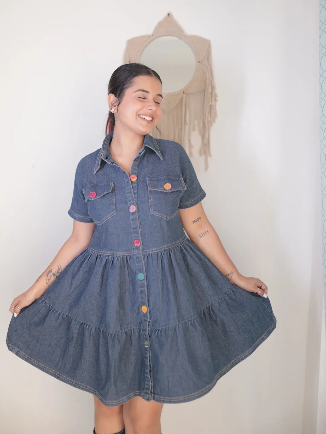 Midnight Layers Denim Blue Dress