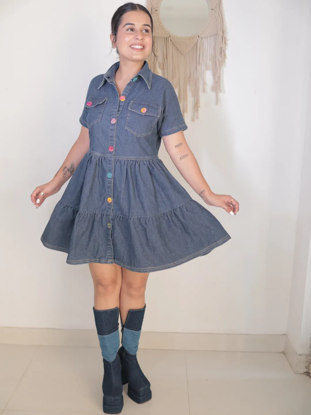 Midnight Layers Denim Blue Dress