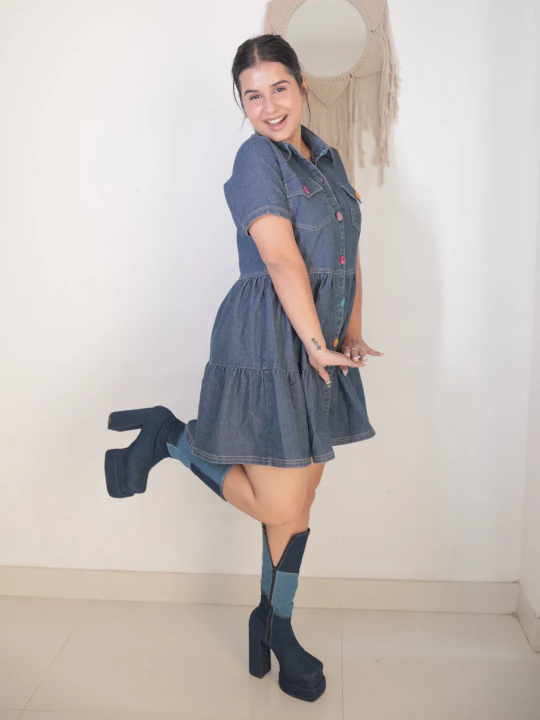 Midnight Layers Denim Blue Dress