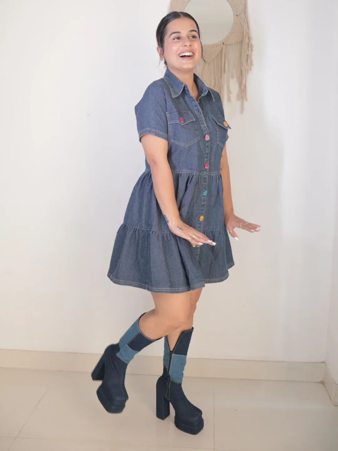 Midnight Layers Denim Blue Dress