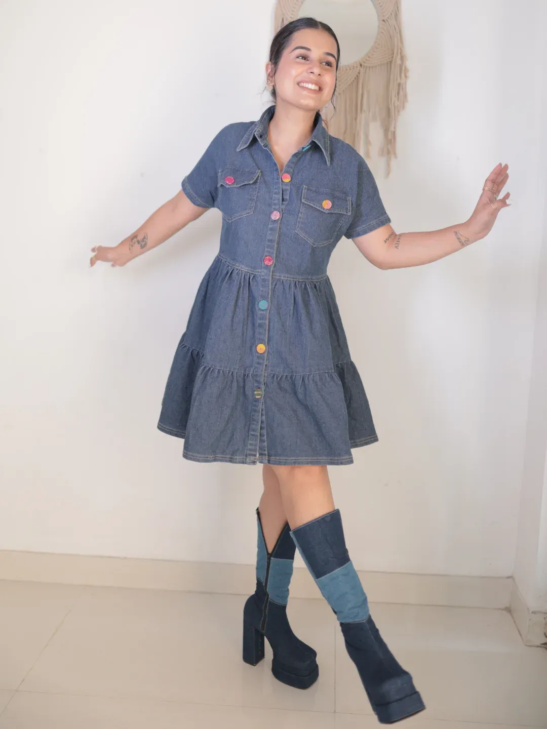 Midnight Layers Denim Blue Dress