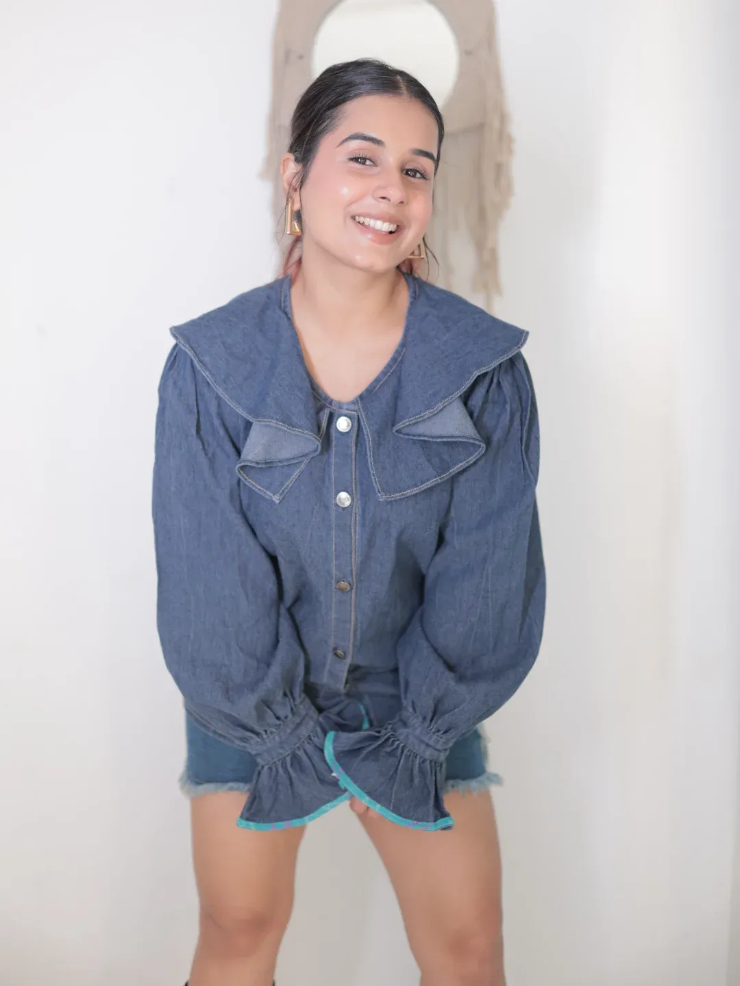 Puffed Periwinkle Denim Shirt