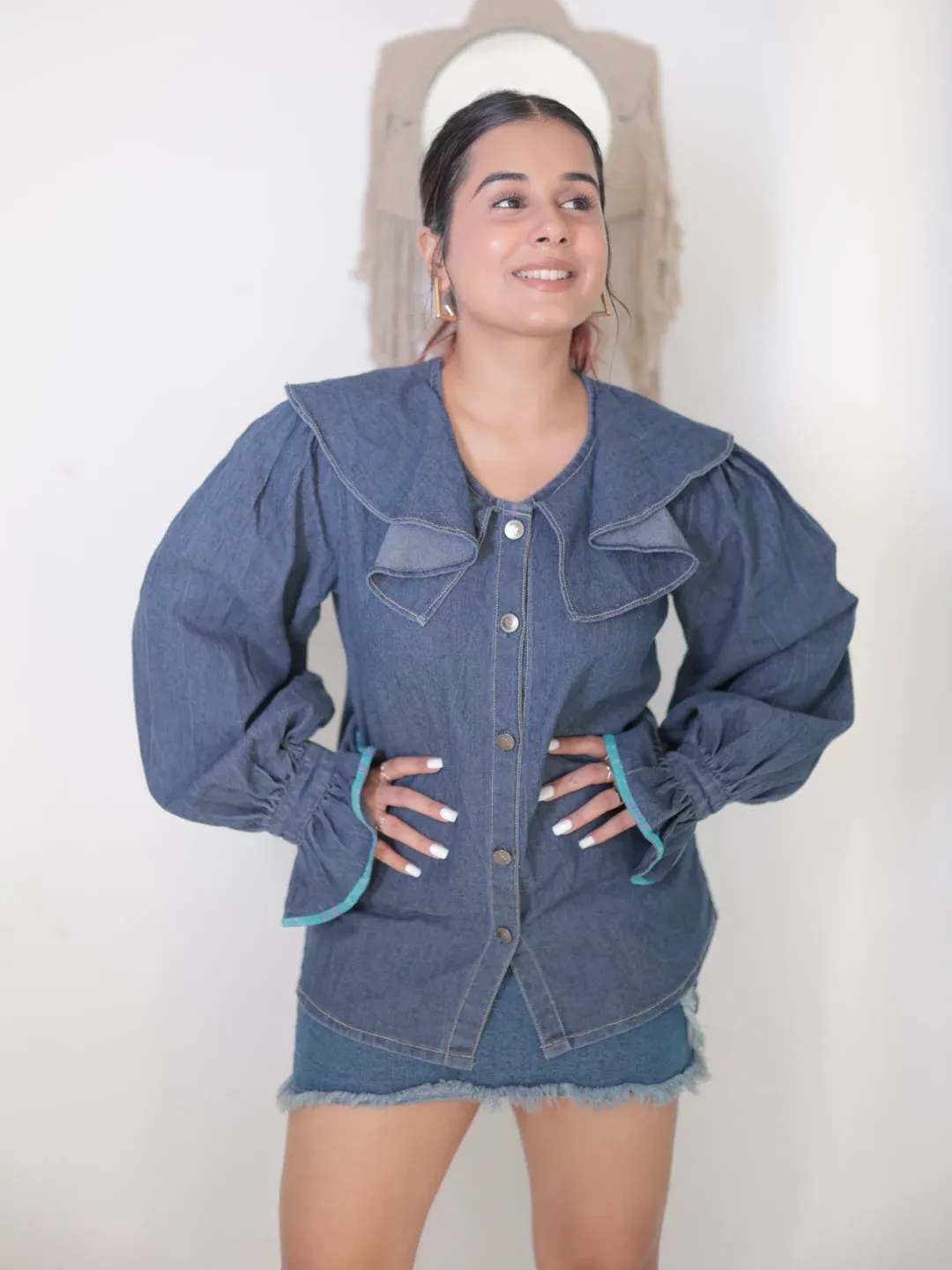 Puffed Periwinkle Denim Shirt