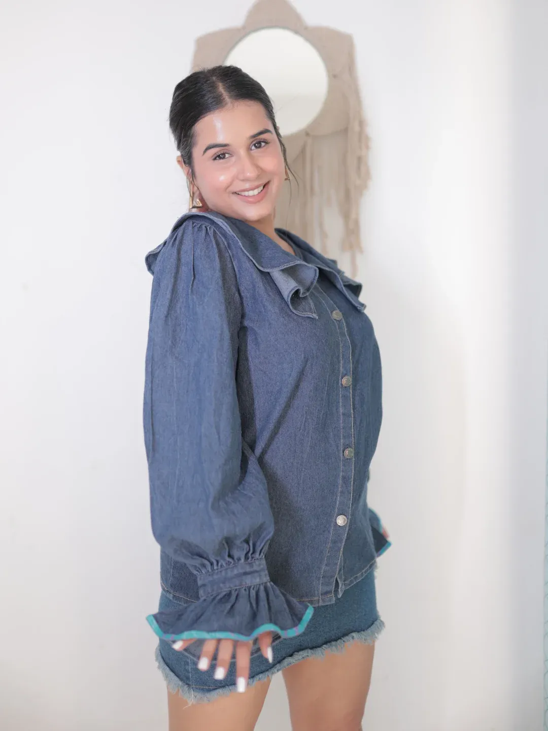 Puffed Periwinkle Denim Shirt