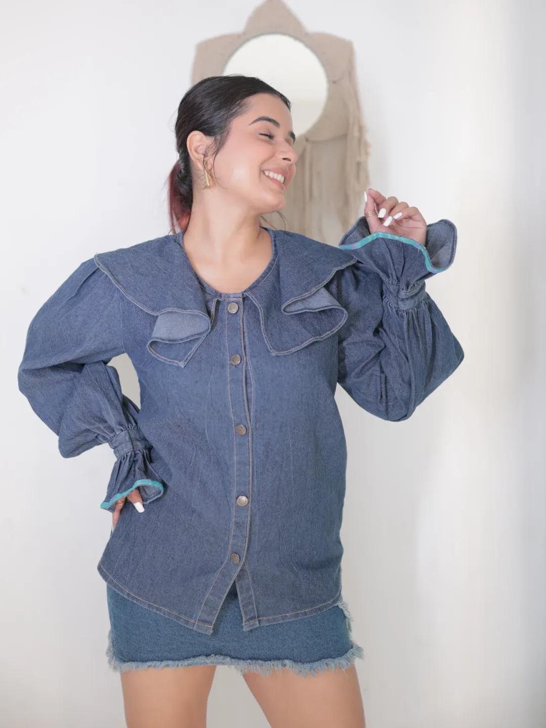 Puffed Periwinkle Denim Shirt
